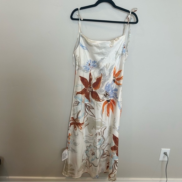 Women’s Top Shop Square Neck Tie Shoulder Cami Slip Dress, Floral, 8 - Picture 4 of 5